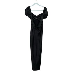 4th & Reckless Black Satin Puff Sleeve Cutout Maxi Dress Size US 4 / UK 8